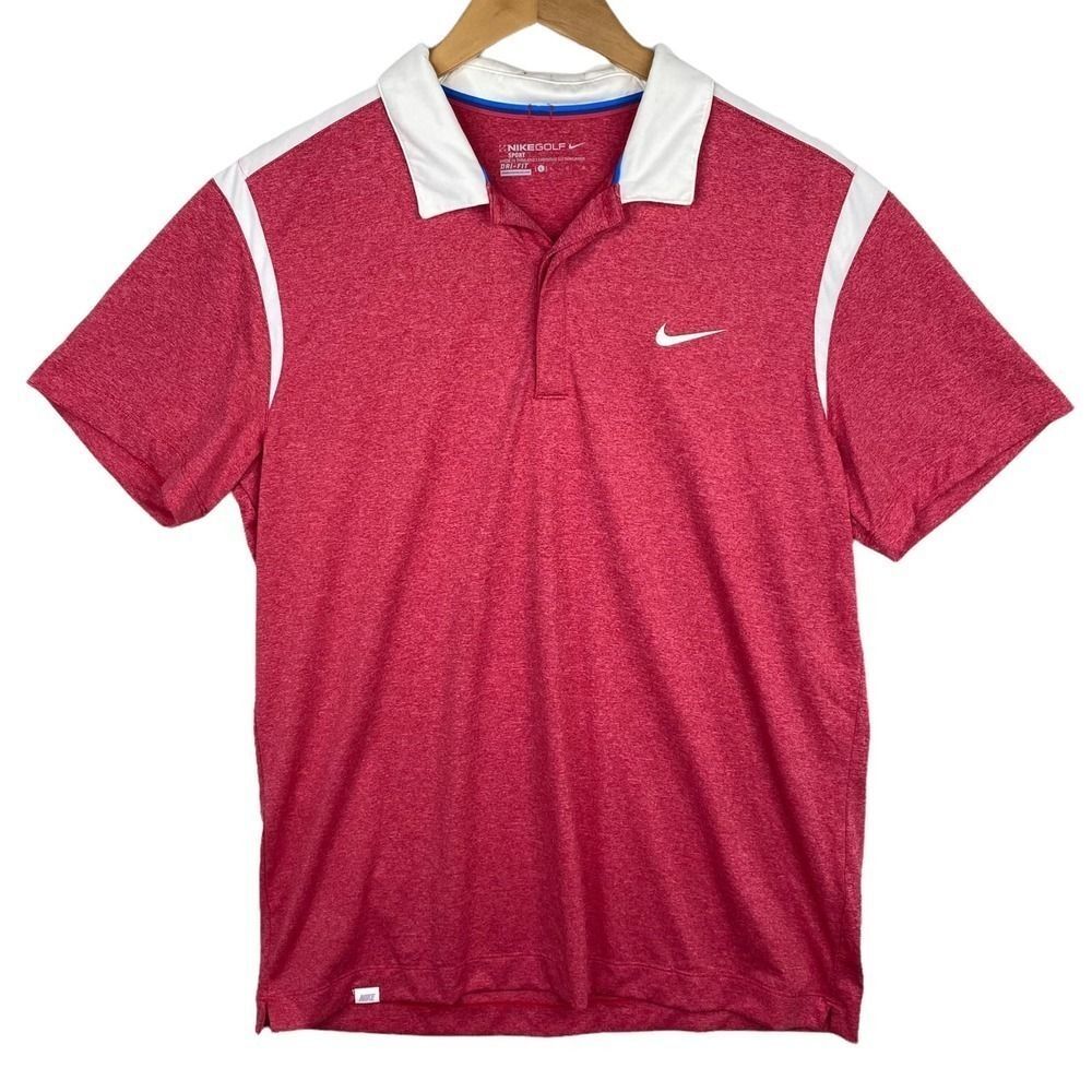 Nike Golf Polo Red Athletic Fit Men's Large casual attire